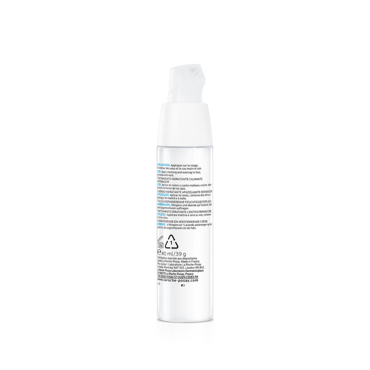 La Roche-Posay Toleriane Dermallergo 40ml, back of the pump bottle with directions