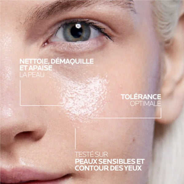 La Roche-Posay Tolériane, close-up of a woman's face with text in French