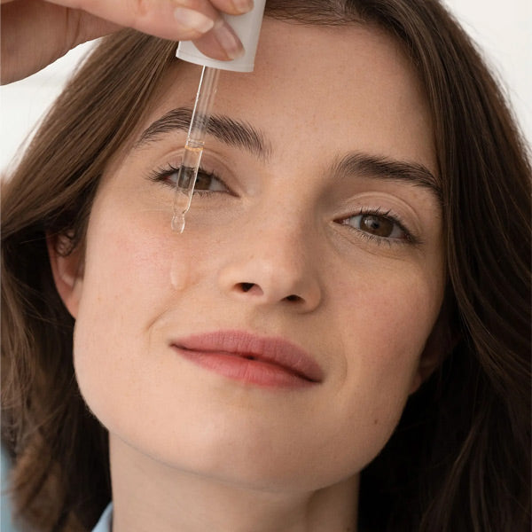 La Rosée Plumping Serum, applied to the face