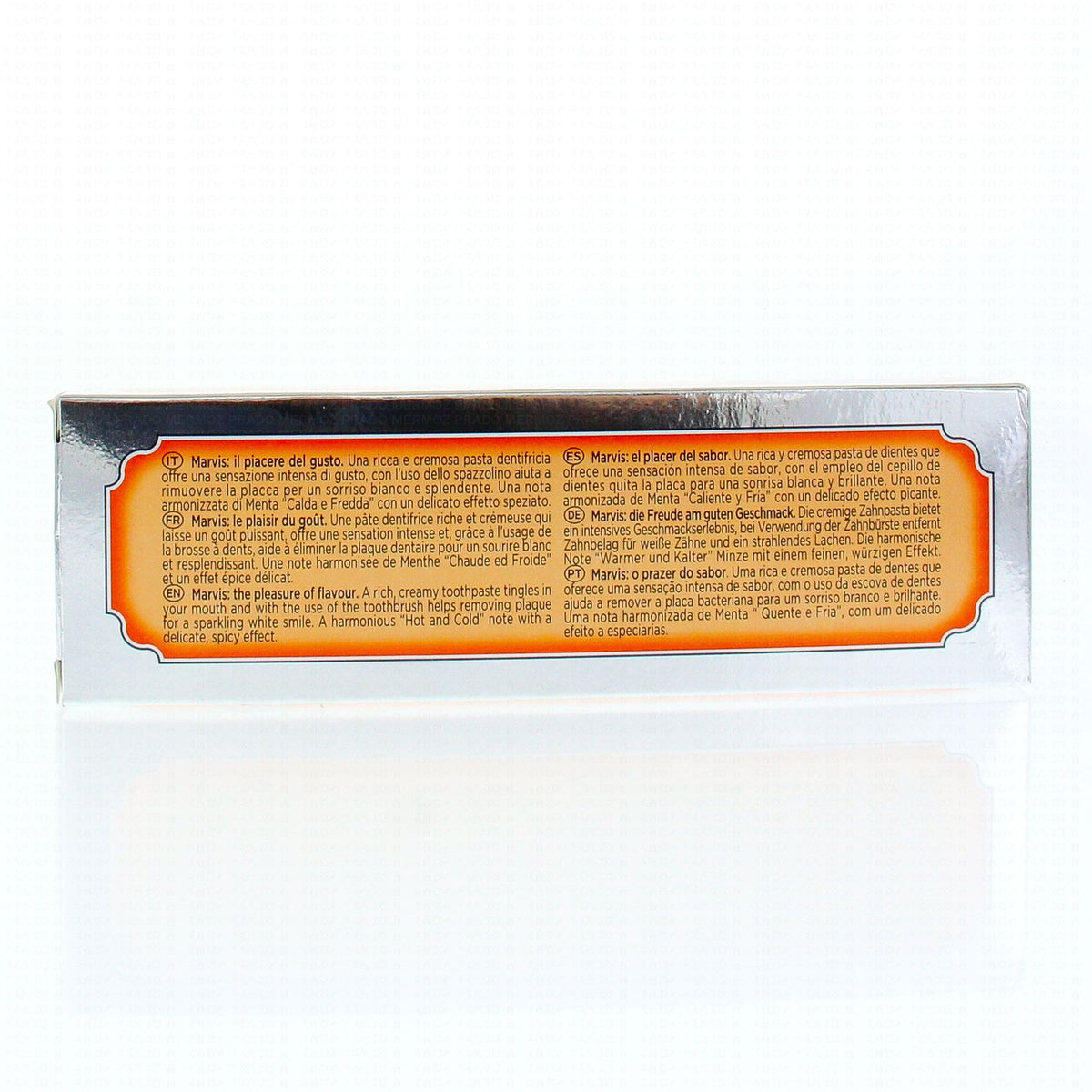 Marvis Ginger Mint, back of the box
