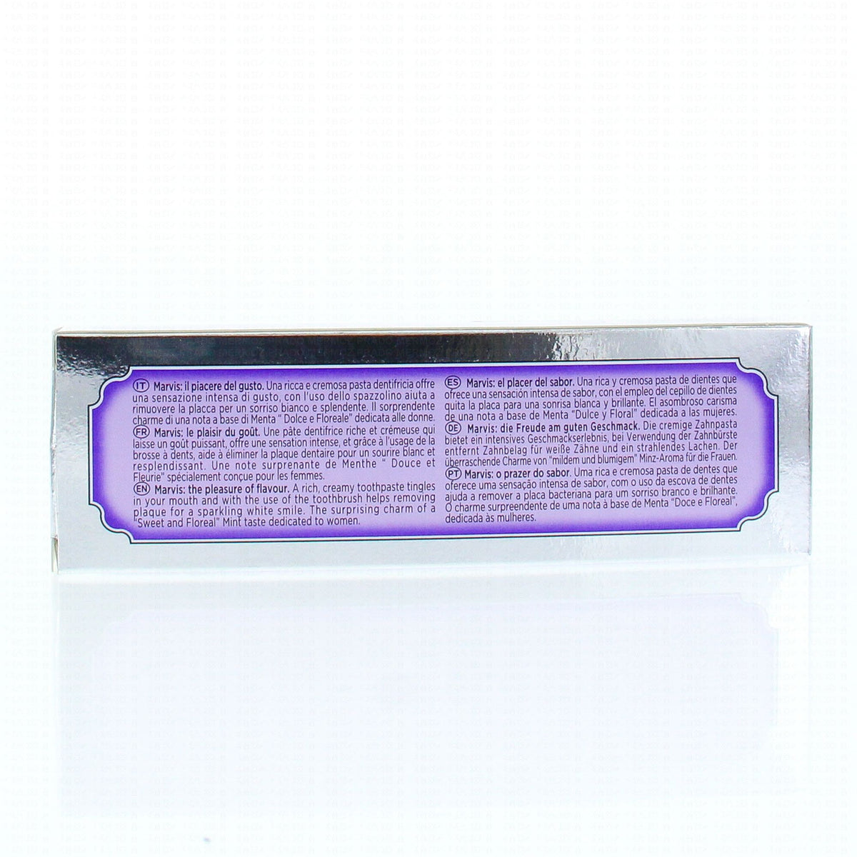 Marvis Jasmin Mint, back of the box