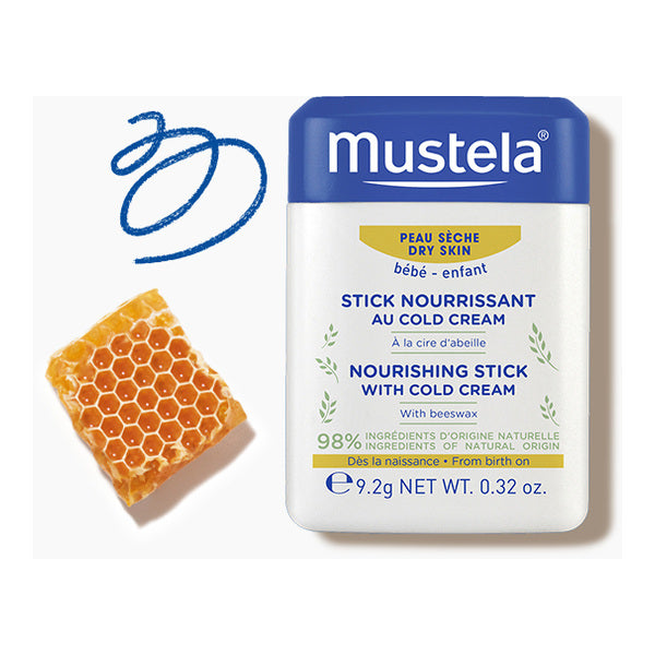 Mustela Cold Cream 9.2g, stick beside a honeycomb