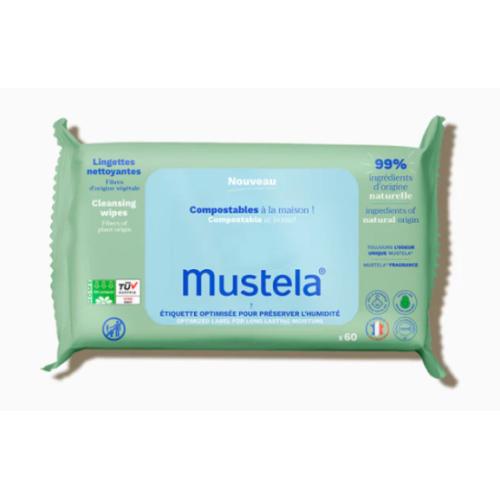 Mustela Compostable Cleaning Wipes 60 wipes pack, view 1