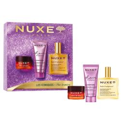 NUXE The Iconics, box and its three products side by side