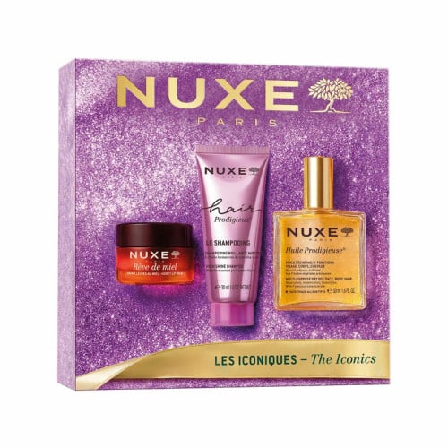 NUXE The Iconics, front of the box on a white background