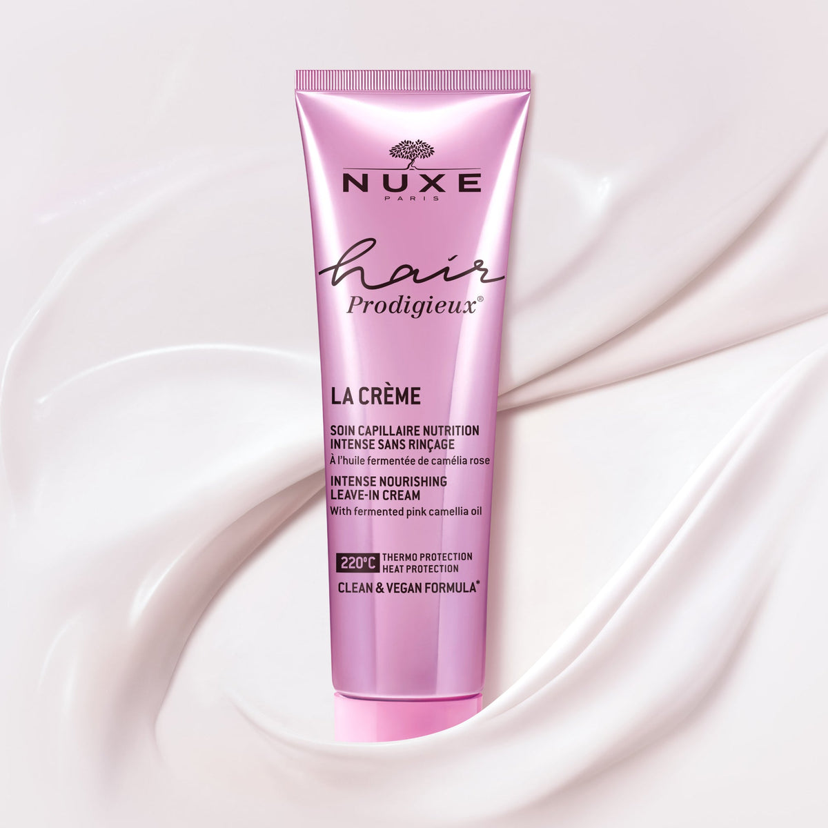 NUXE Hair Prodigieux, tube on a swirl of white cream
