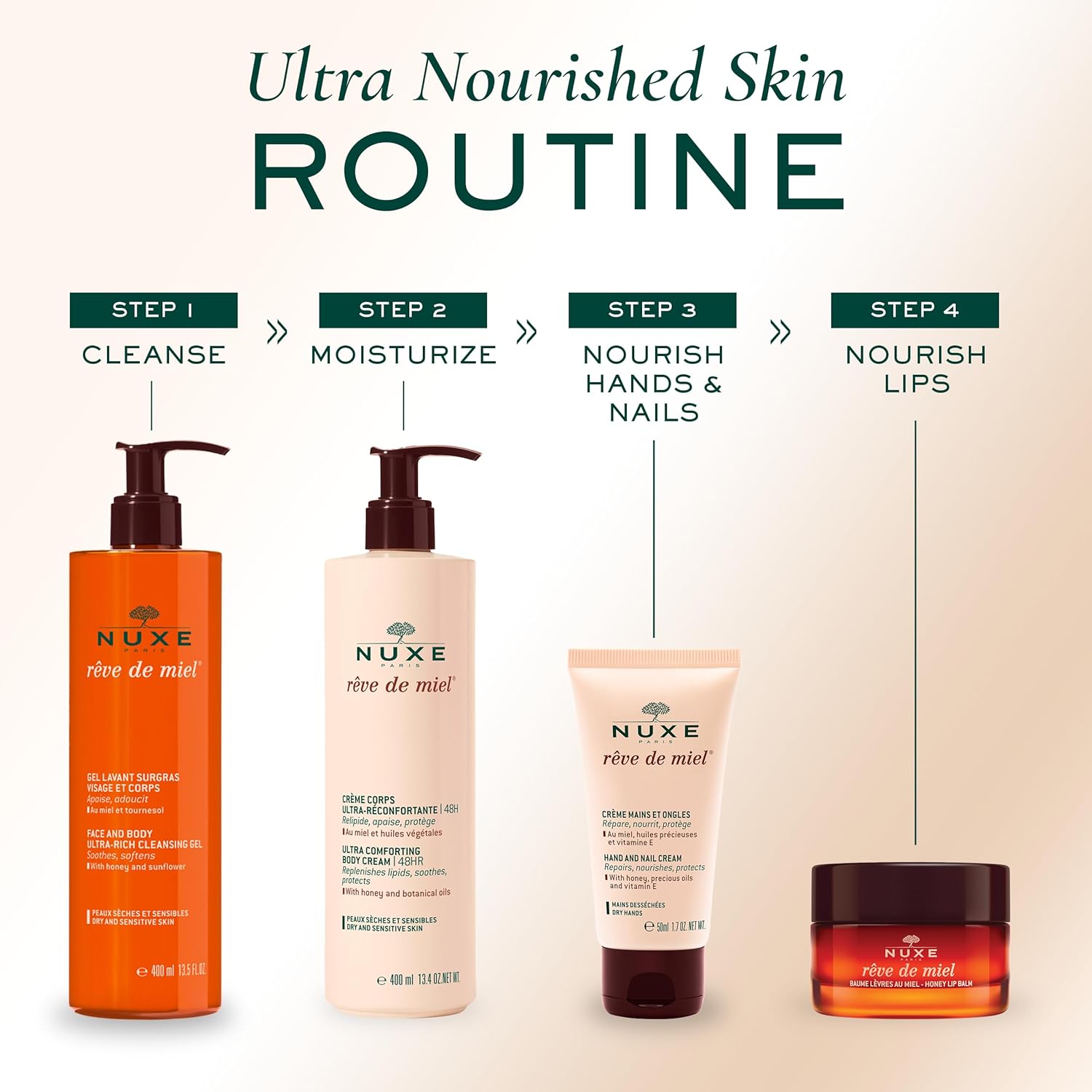 NUXE Honey Hand Cream with shea butter and botanical oils, packaging detail