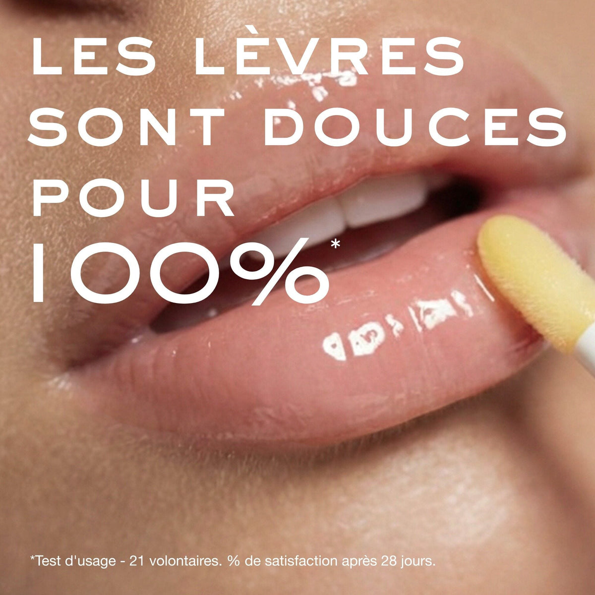 NUXE Honey Lip Balm, applied to the lips, study results in French