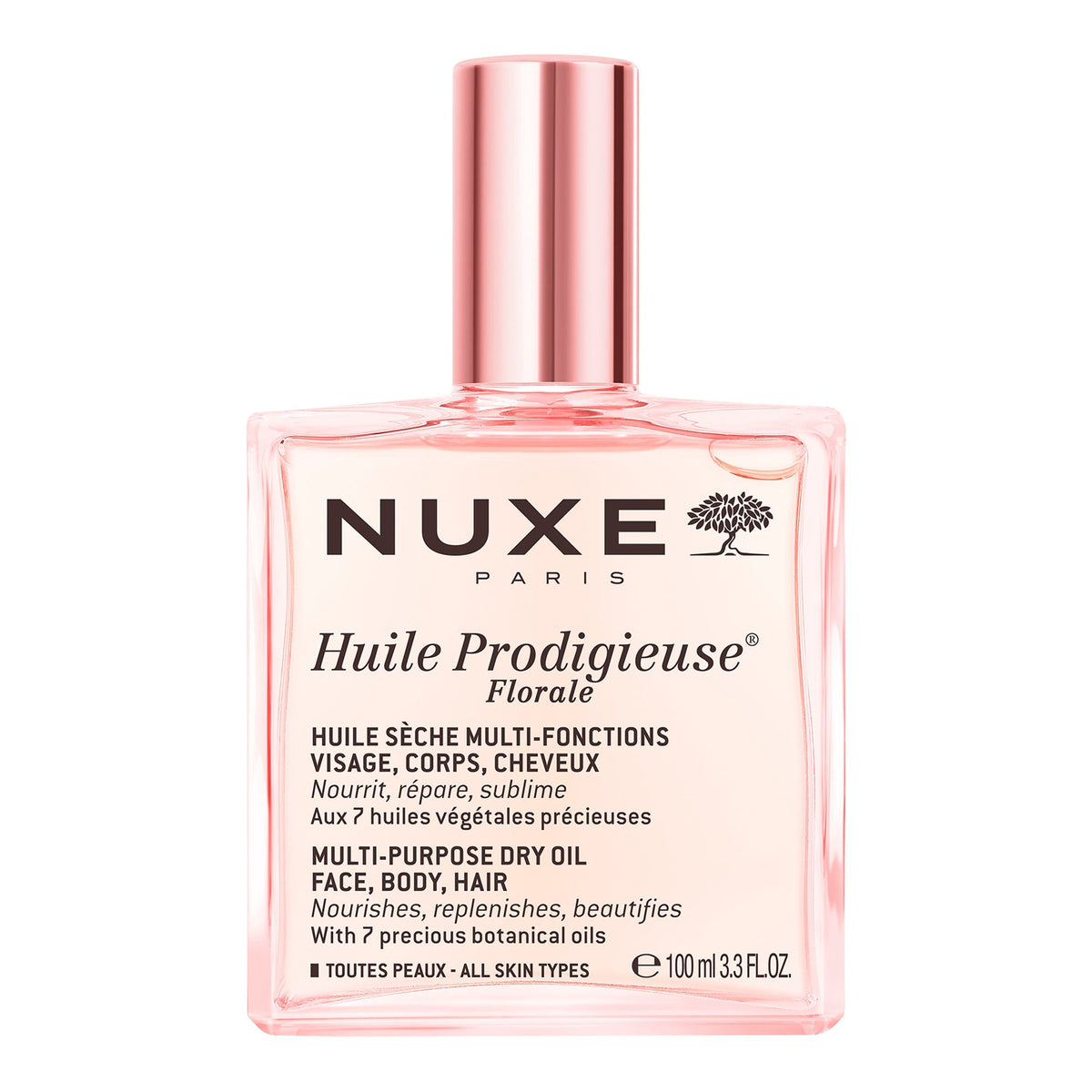 NUXE Huile Prodigieuse Florale Multi-Use Dry Oil 100ml, front of the glass bottle
