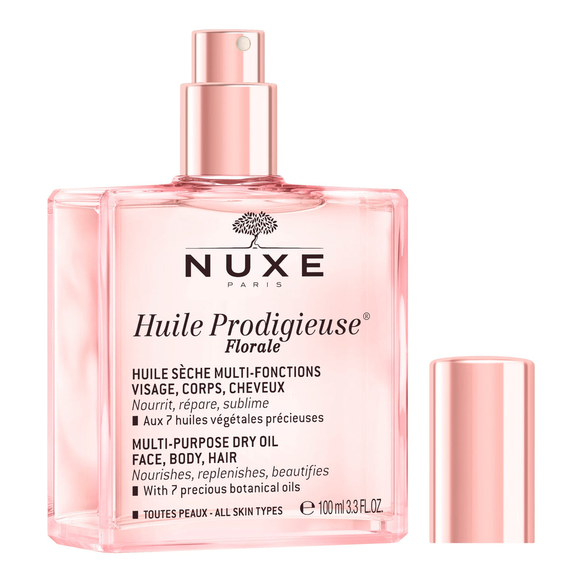 NUXE Huile Prodigieuse Florale 100ml, front of the spray bottle with the cap off