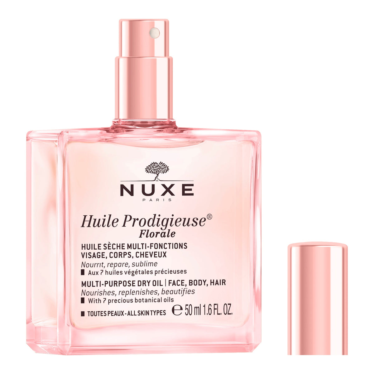 NUXE Huile Prodigieuse Florale 50ml, front of the spray bottle with the cap off