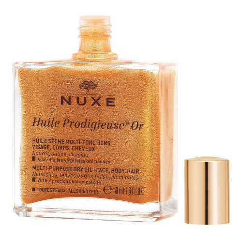NUXE Huile Prodigieuse Gold Illuminating Dry Oil for Face Body and Hair, packaging detail