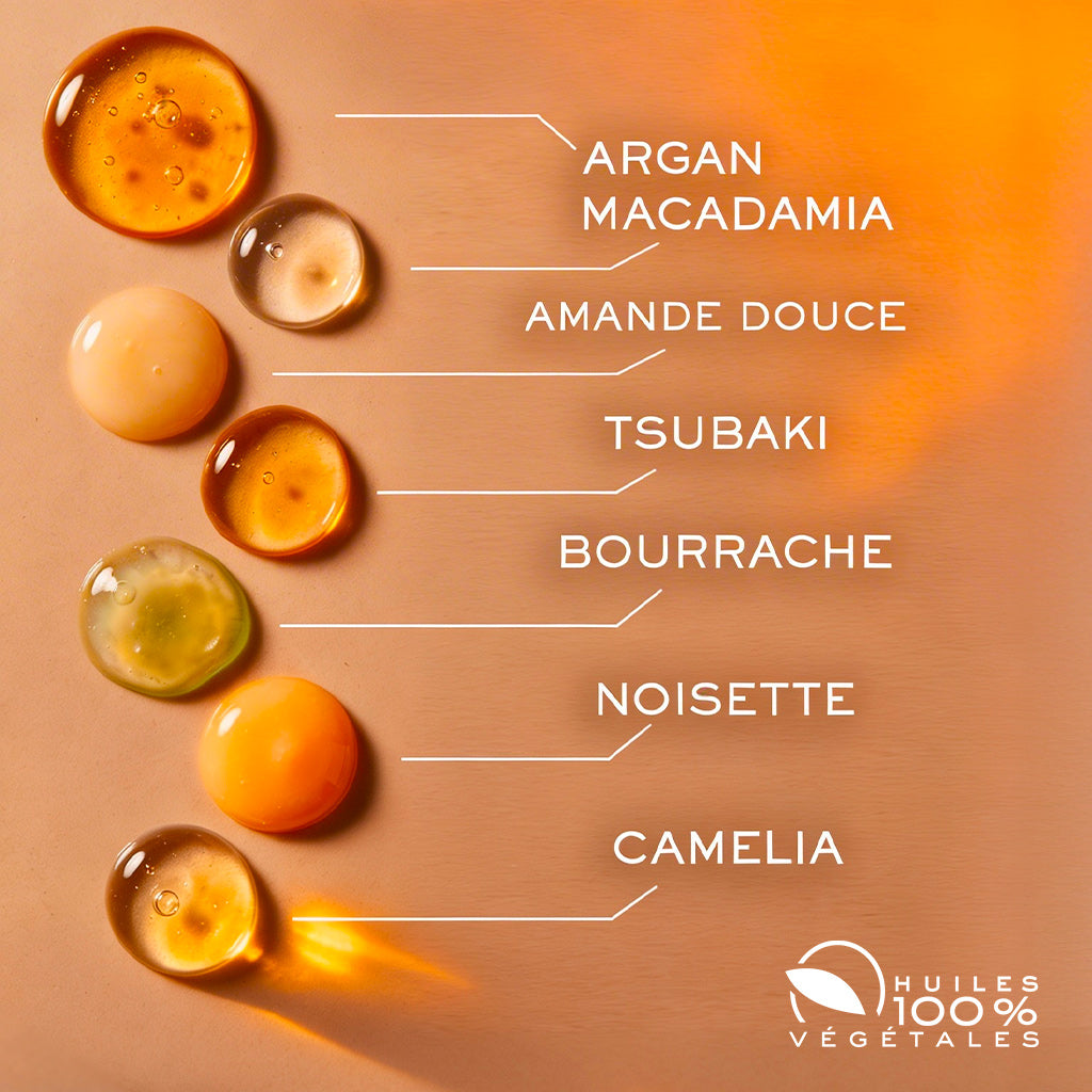NUXE Huile Prodigieuse Gold, key ingredients: argan, macadamia and sweet almond oils