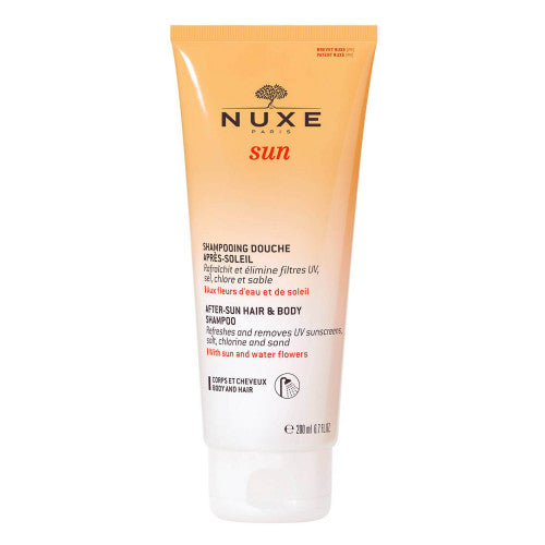 NUXE SUN After-Sun Shower Shampoo 200ml bottle with botanical formula, view 1