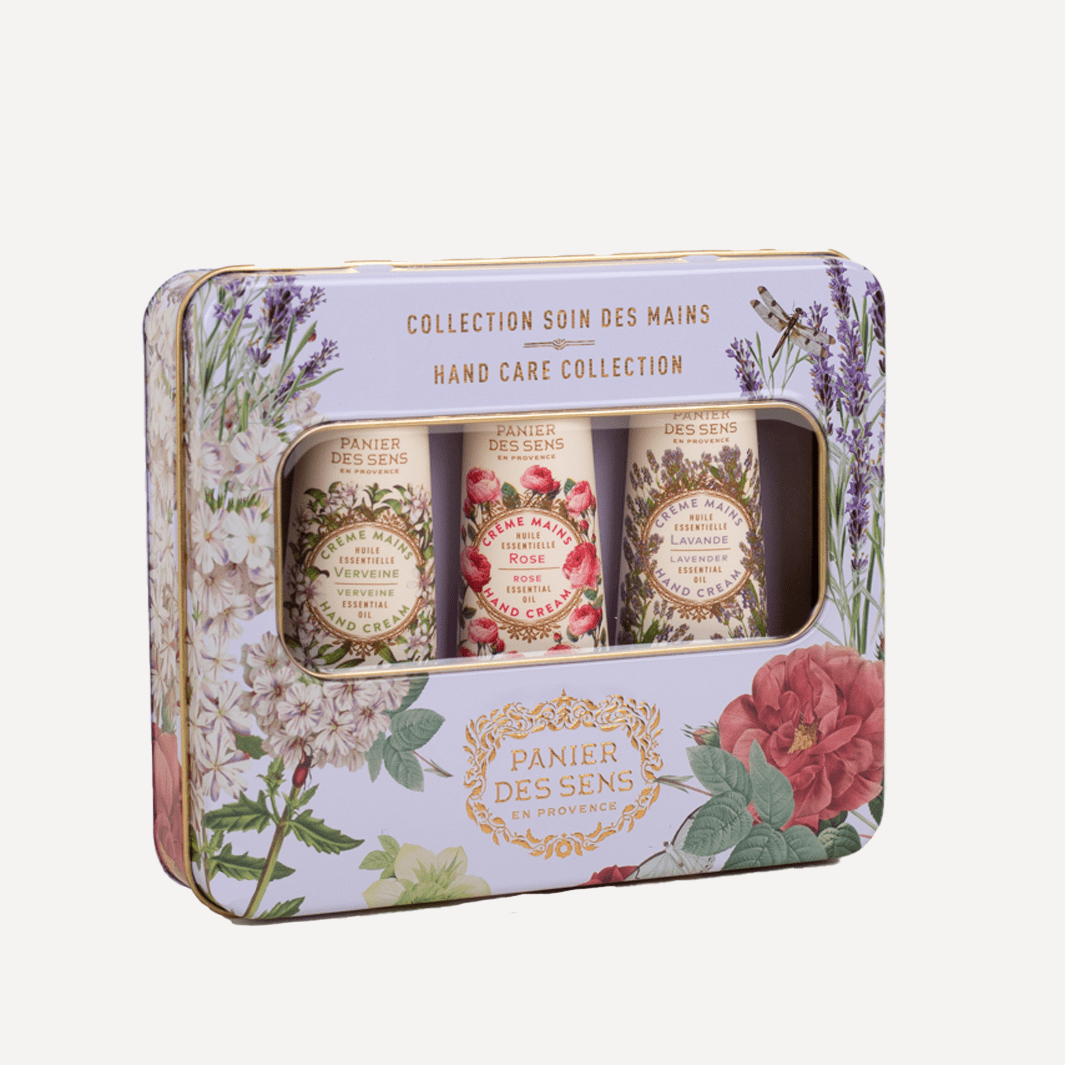 Panier des Sens Essential Oil Hand Cream Gift Set Lavender Rose Verbena, front of the box