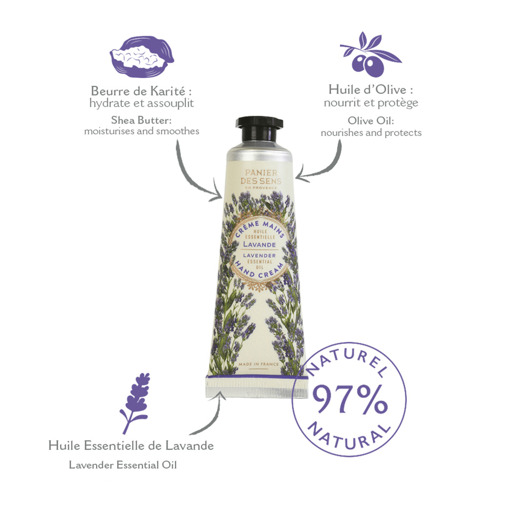 Panier des Sens Relaxing Lavender, key ingredients: shea butter, olive oil and lavender essential oil