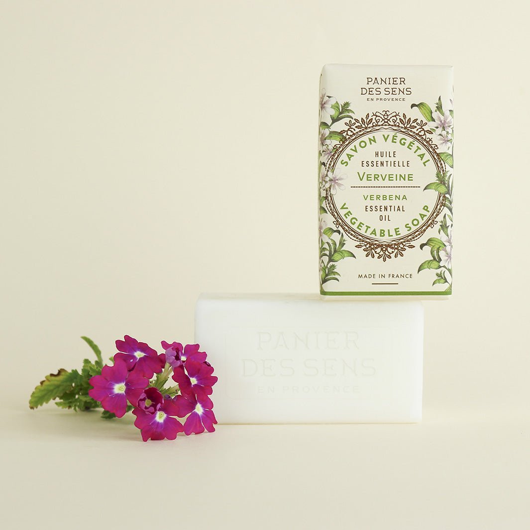 Panier des Sens Verbena, box and bar with pink verbena flowers
