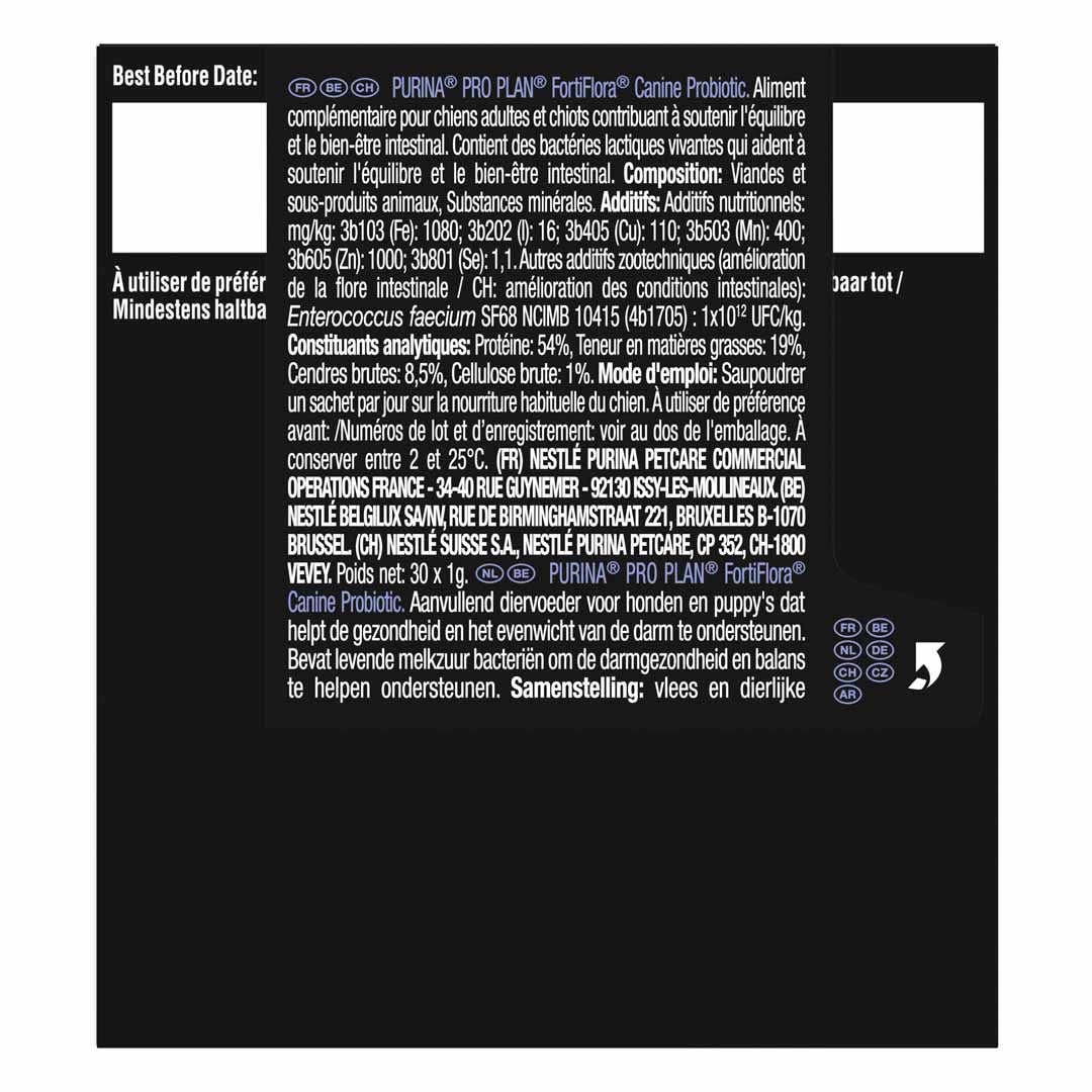 Purina Pro Plan, back label with ingredient list