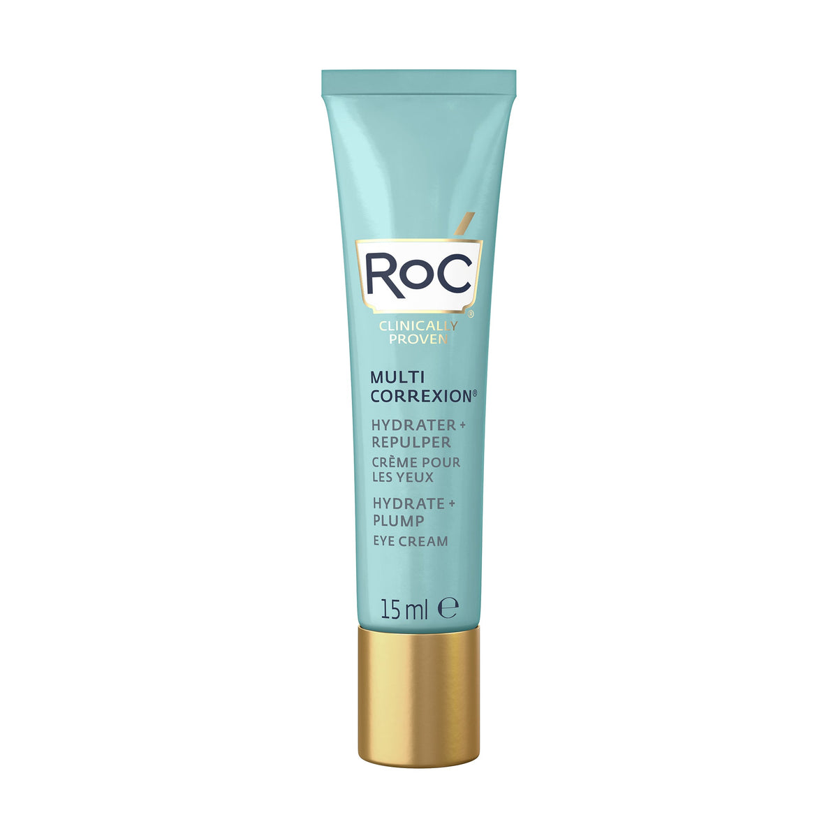 RoC Multi Correxion Hydrate + Plump Eye Cream 15ml, front of the tube