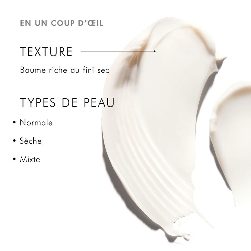 SkinCeuticals Age Eye Complex, balm texture swatch with skin types in French