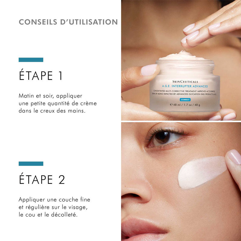 SkinCeuticals A.G.E. Interrupter Advanced, jar with two-step directions in French