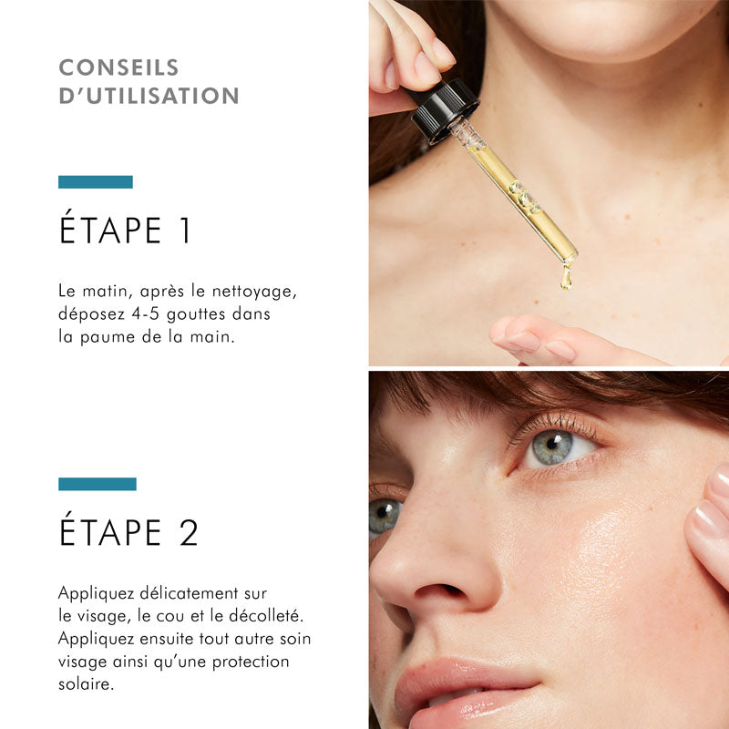 SkinCeuticals C E Ferulic, two-step directions in French with dropper photos