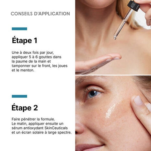 SkinCeuticals P-Tiox, two-step directions in French with dropper photos
