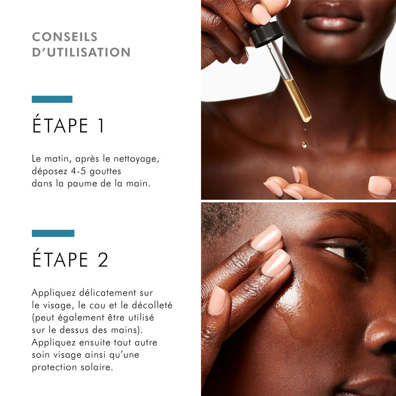 SkinCeuticals Phloretin CF, two-step directions in French with dropper photos