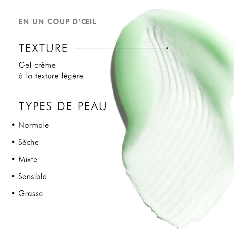 SkinCeuticals Phyto A+, texture and skin types infographic in French