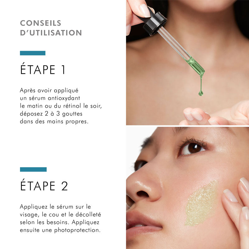 SkinCeuticals Phyto Corrective, two-step directions in French with the dropper