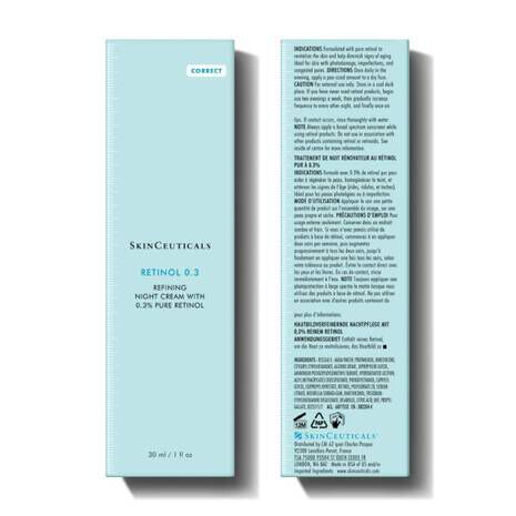 SkinCeuticals Retinol 0.3, front and back of the box
