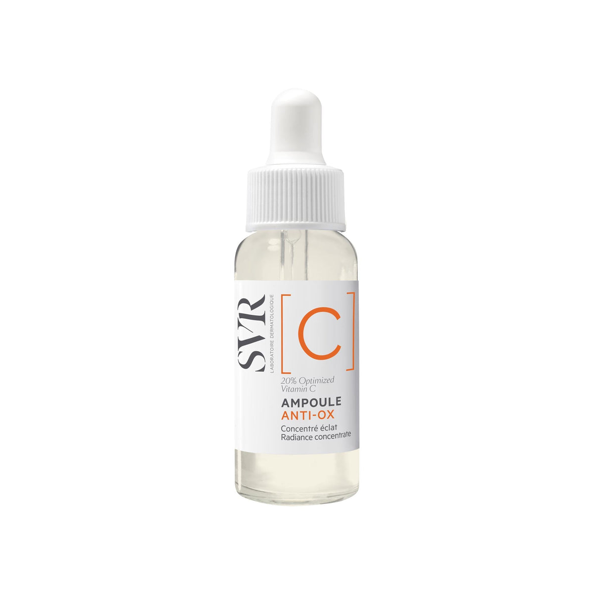 SVR [C] Ampoule Anti-Ox, front of the clear glass bottle