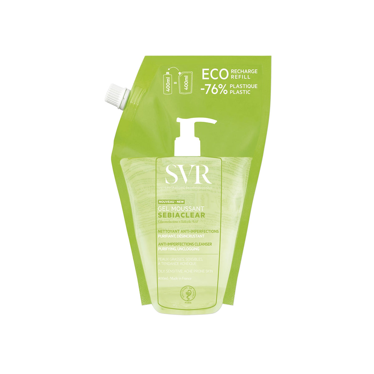 SVR Sebiaclear refill, front of the pouch