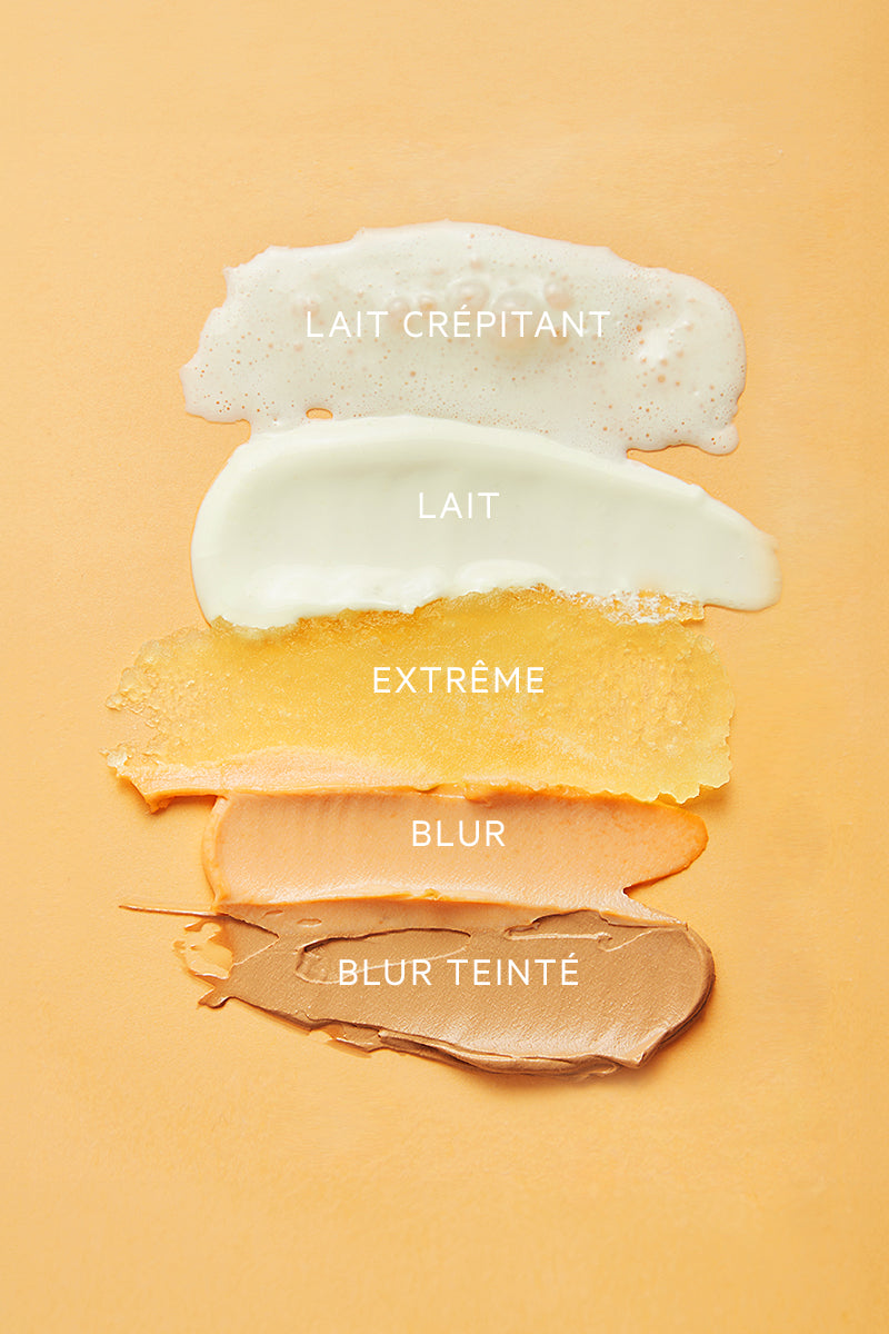 SVR Sun Secure, five texture swatches from the range, labelled in French