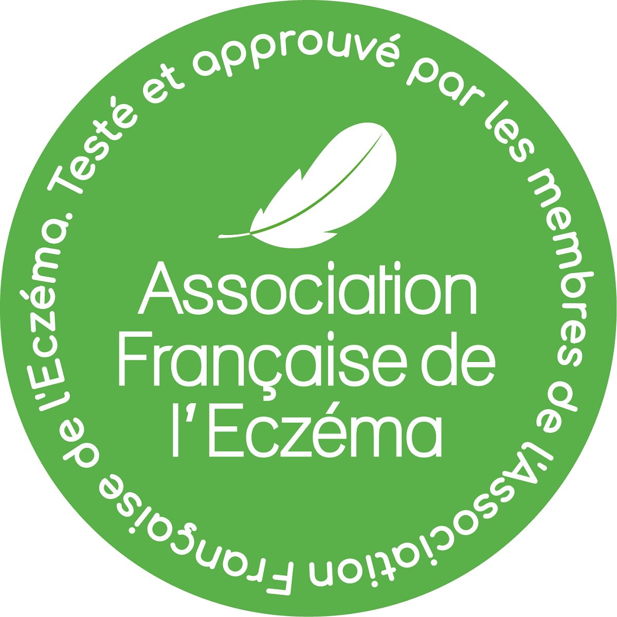 Topicrem DA, round green association logo in French