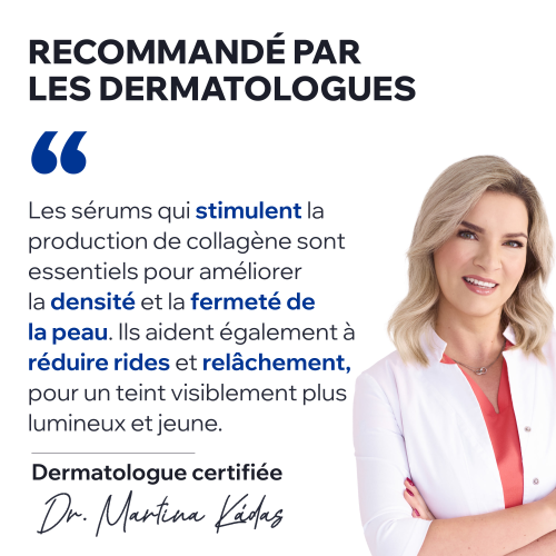 Uriage Age Absolu, quote in French beside a woman in a white coat