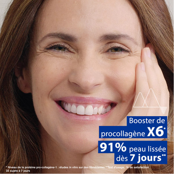 Uriage Age Absolu, smiling woman with study results in French
