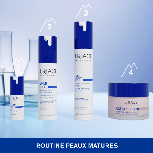 Uriage Age Lift, four-step routine with eye care, serum, day cream and night mask