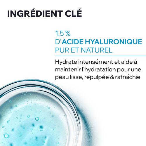 Uriage Eau Thermale, key ingredient: hyaluronic acid, beside a dish of blue gel