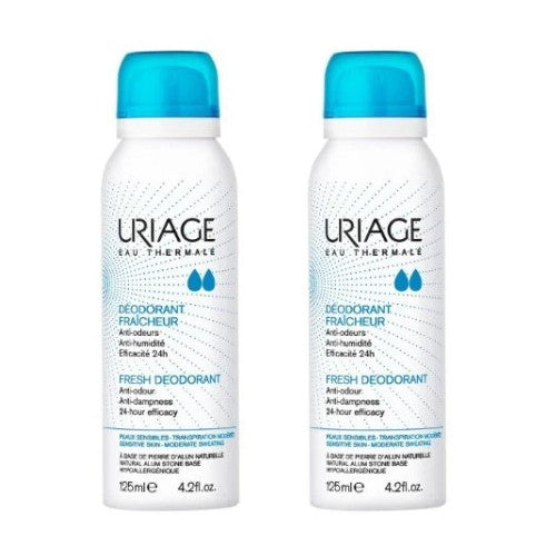 Uriage Freshness Deodorant duo pack with natural alum stone for sensitive skin, view 1