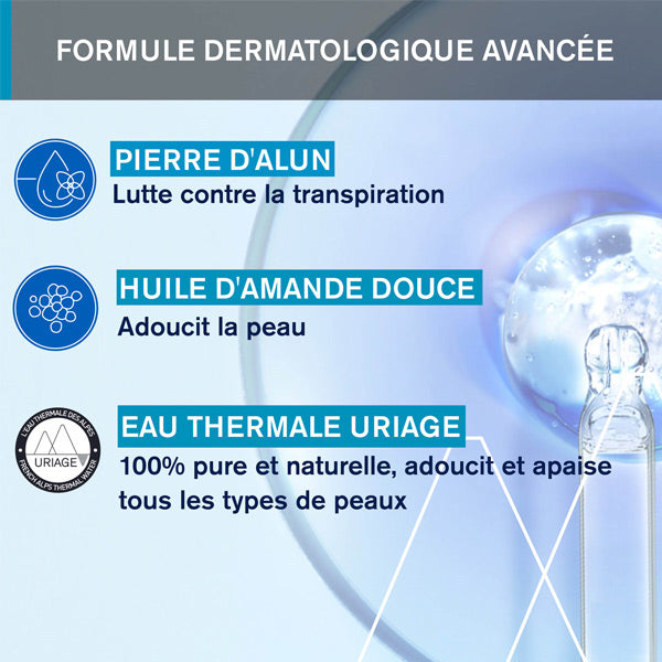 Uriage Freshness Deodorant, key ingredients: alum stone, sweet almond oil and Uriage thermal water