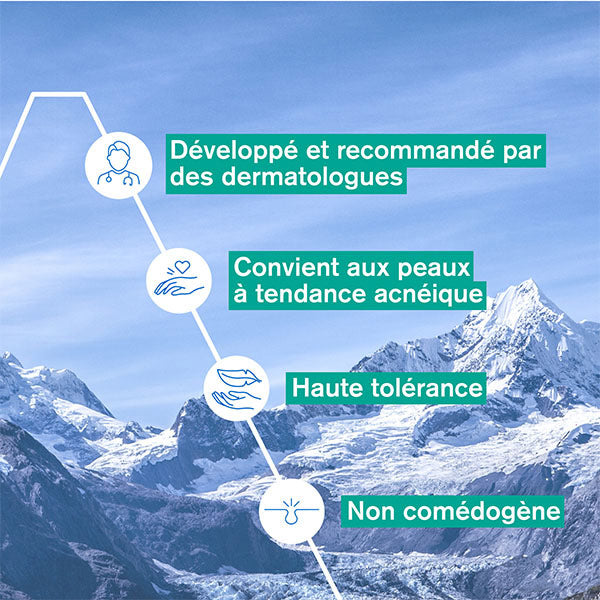 Uriage Hyséac 3-Regul, four feature icons in French over snowy mountains