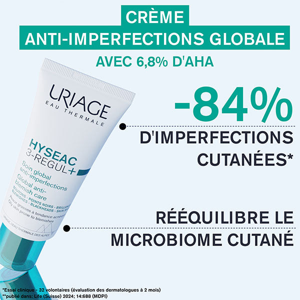 Uriage Hyséac 3-Regul, tube with study results in French