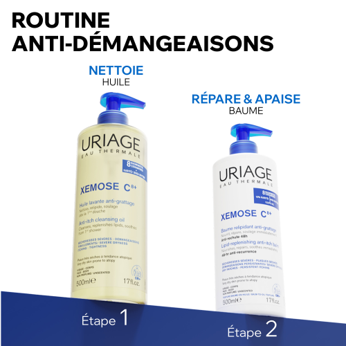Uriage Xemose C8+, two-step routine with the cleansing oil and balm