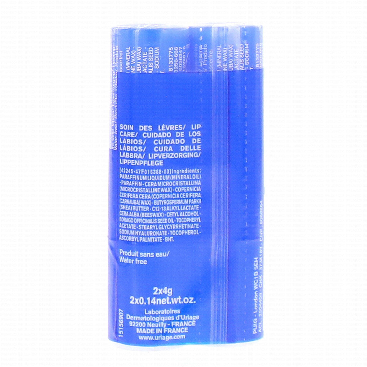 Uriage Xémose, back label with ingredient list