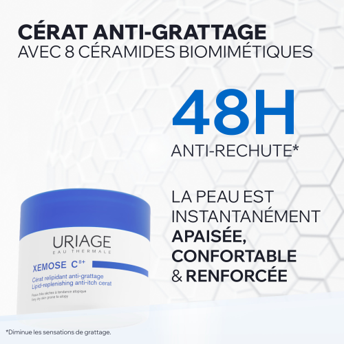 Uriage Xemose, jar with study results in French