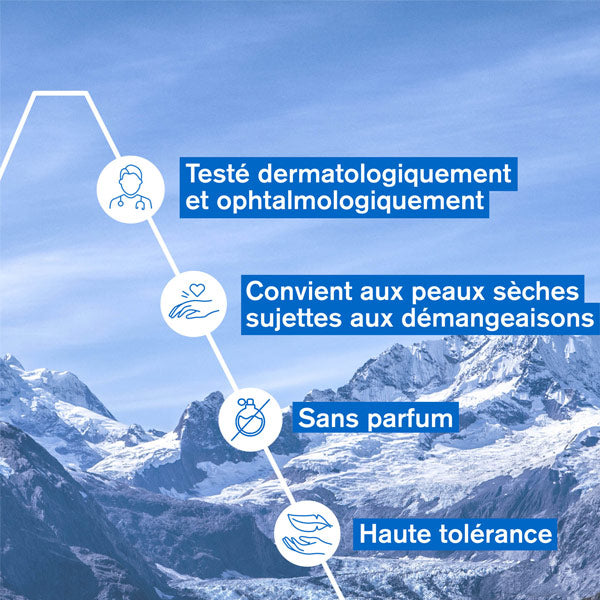 Uriage Xemose, four feature icons in French over snowy mountains