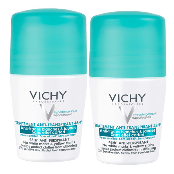 Vichy 48H Roll-On Deodorant, two roll-ons side by side