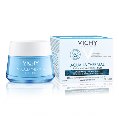Vichy Aqualia Thermal Rich Hydrating Cream 50ml for dry sensitive skin, alternate angle