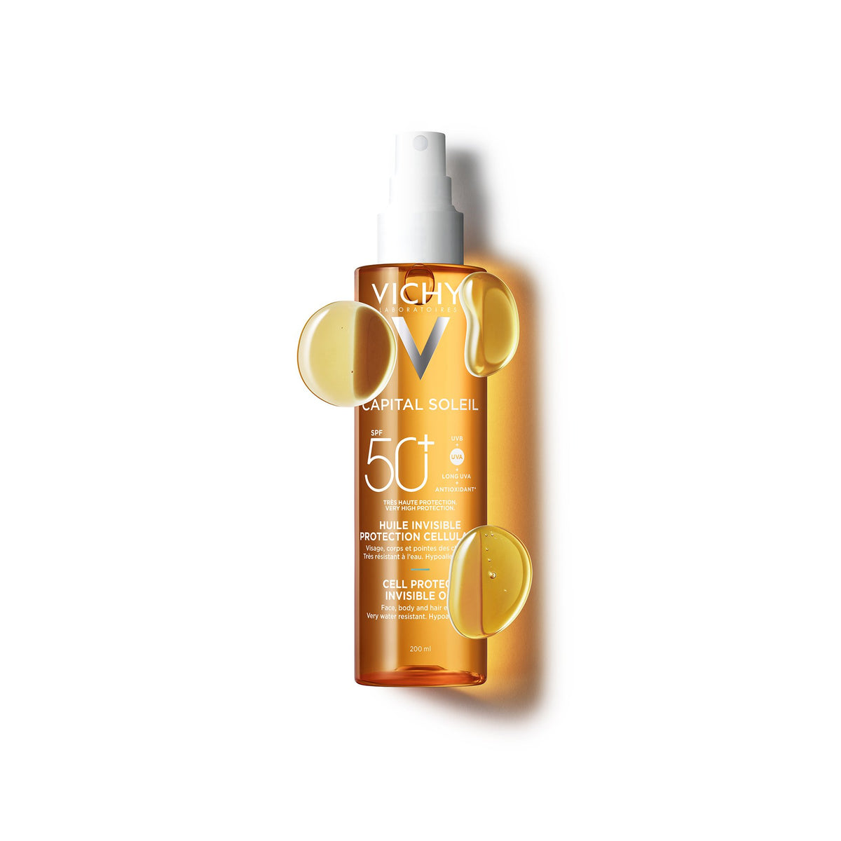 Vichy Capital Soleil, spray bottle with oil droplets